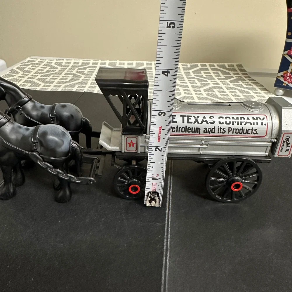 1991 ERTL Texaco Horse and Tanker Wagon Diecast coin‎ bank Vintage Gray W/ Key
